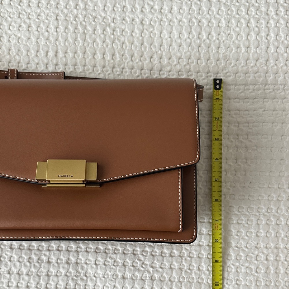 Marella Brown Italian Leather Crossbody Bag - Picture 8 of 9